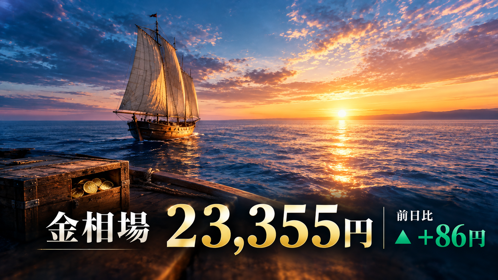 金相場23,355円、前日比+86円！流れが変わる中で注目される次の一手