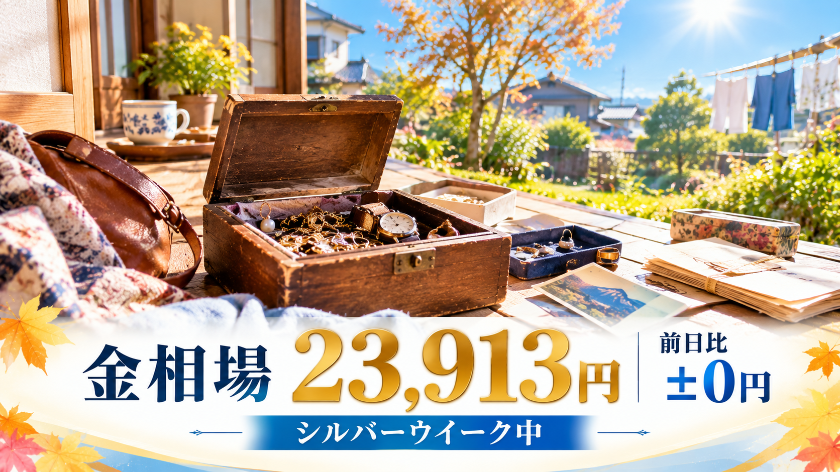 金相場23,913円！シルバーウイーク中のやっと晴れた休日に家の中を整理してみませんか？