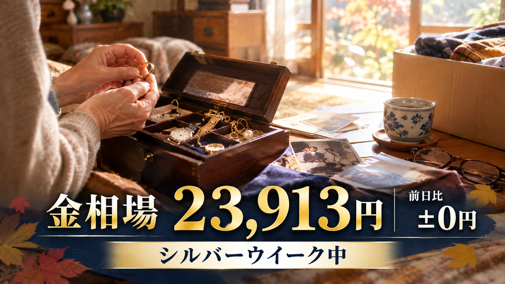 金相場23,913円、前日比±0円！シルバーウイークで相場は休場、こんな休日は家の中を整理してみませんか？