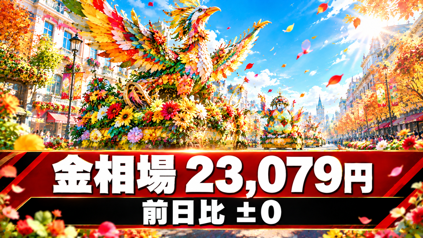 金相場23,079円、前日比±0。季節の変わり目、お部屋も気分もすっきりと